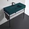 Green Console Sink With Matte Black Base, Modern, 40